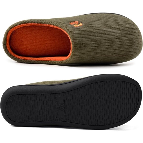 Men's Hunter Green Original Two Tone Memory Foam Slipper With Sturdy Rubber Sole - Picture 2 of 6